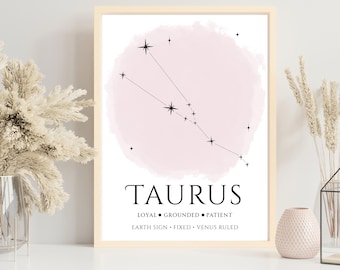 Astrology Poster, Zodiac Constellation Wall Art Print, Minimal Star Sign Decor, Celestial Constellation Gift, Modern Horoscope Print