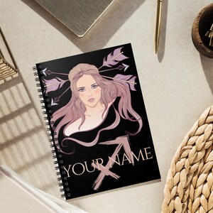 Sagittarius Zodiac Journal, Personalized Ruled Line Notebook, Astrology Stationery, Custom Gift for Her, Spiral Zodiac Notebook