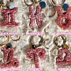 Llavero del zodiaco con burbujas, llavero del zodiaco, dije para bolso con diamantes de imitación, accesorio para el horóscopo, regalo astrológico imagen 3