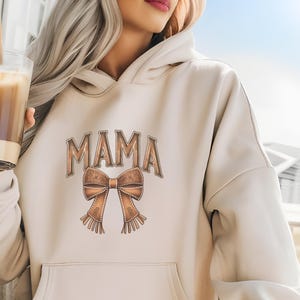 Mama Western Hoodie, Cowgirl Bow Mama Sweatshirt, Cute Mom Gift Hoodie, Boho Western Mama Pullover, Rustic Country Hoodie
