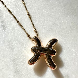 Pisces Zodiac Necklace, Bubble Necklace, Gold Horoscope Plated Pendant, Astrology Jewelry Gift for Her