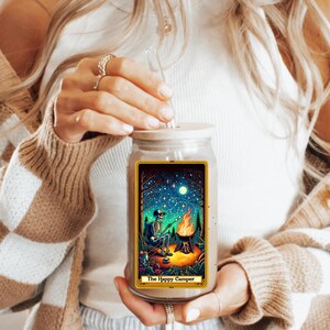 Copo com estampa de carta de tarô sarcástico - Copo de café gelado engraçado com canudo, Copo estético colorido, Copo humorístico, TheHappy Camper