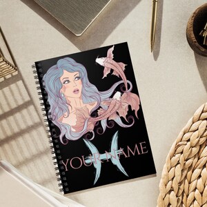 Pisces Zodiac Journal, Personalized Ruled Line Notebook, Astrology Stationery, Custom Gift for Her, Spiral Zodiac Notebook