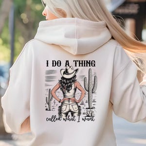 Desert Cowgirl Hoodie, Western Back Graphic Hoodie, Cactus Country Sweatshirt, Rodeo Girl Aesthetic, Cowgirl Outfit Gift