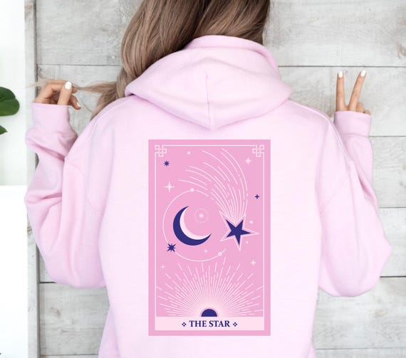 The Star Tarot Hoodie, Pink Celestial Sweatshirt, Spiritual Tarot
