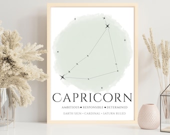 Zodiac Art Print, Constellation Poster, Astrology Wall Art Print, Minimal Star Sign Decor, Horoscope Constellation Gift