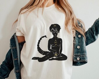 Scorpio TShirt - Oversized Zodiac Graphic Tee, Celestial Goddess Graphic, Gift for Astrology Lovers