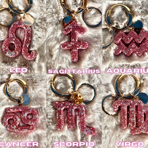 Llavero del zodiaco con burbujas, llavero del zodiaco, dije para bolso con diamantes de imitación, accesorio para el horóscopo, regalo astrológico imagen 4