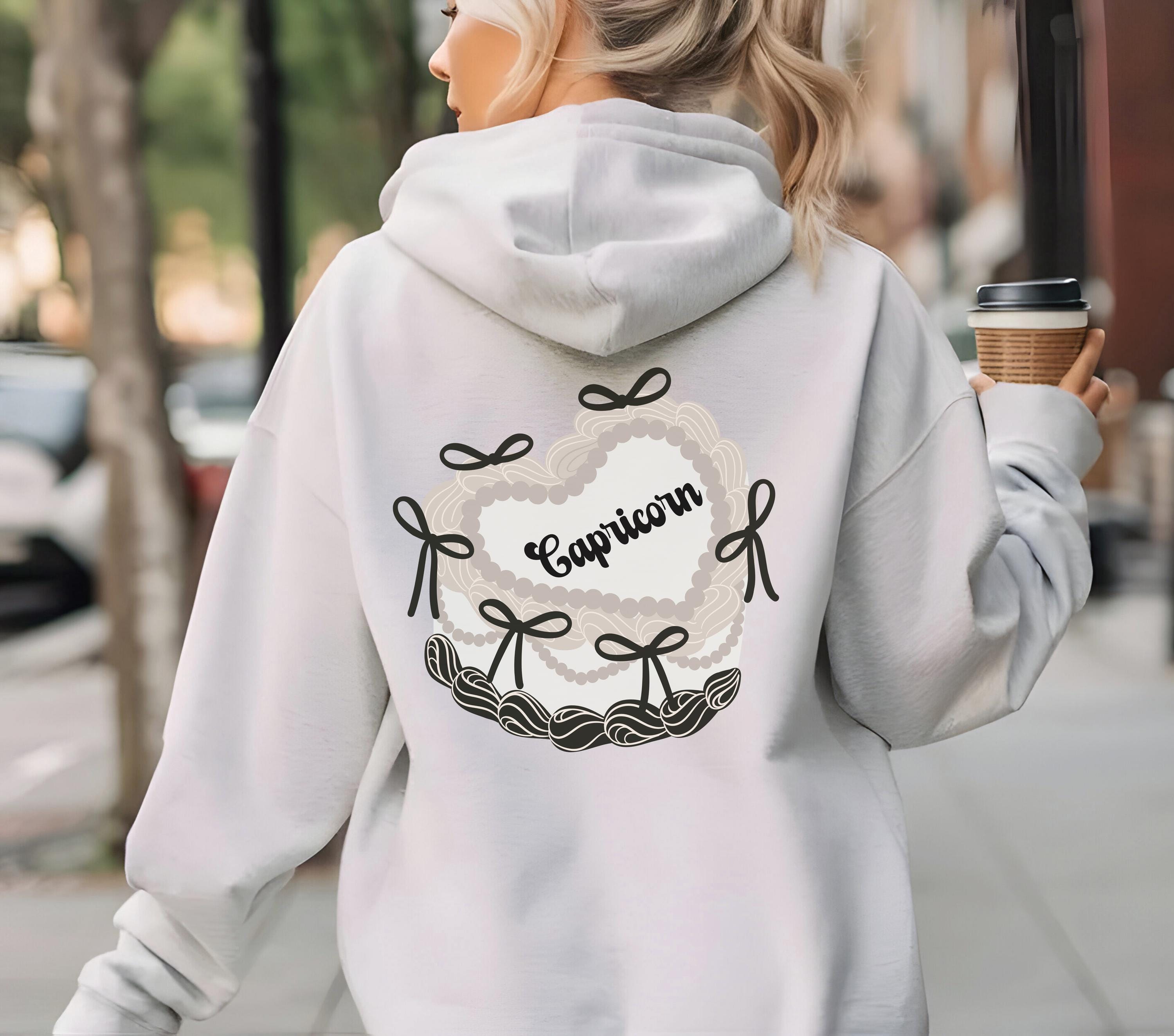 Capricorn Zodiac Hoodie, Zodiac Coquette Hoodie, Oversized Graphic - Main Image