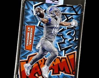 Tarjeta coleccionable personalizada de Amon-Ra St. Brown - Estilo KaBooM / Leones