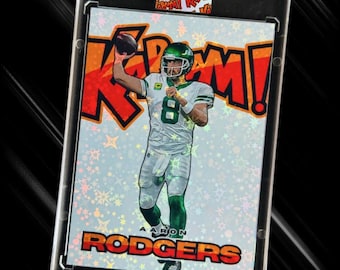 Tarjeta coleccionable novedosa de Aaron Rodgers KaBaaM! / New York Jets / Holográfica