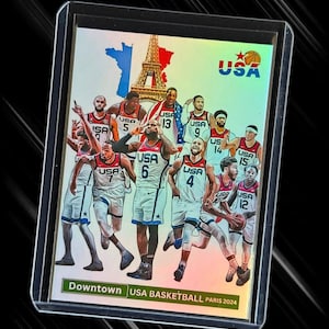 Cartes à collectionner de style du centre-ville de basket-ball des Etats-Unis | Paris 2024 | Holographique
