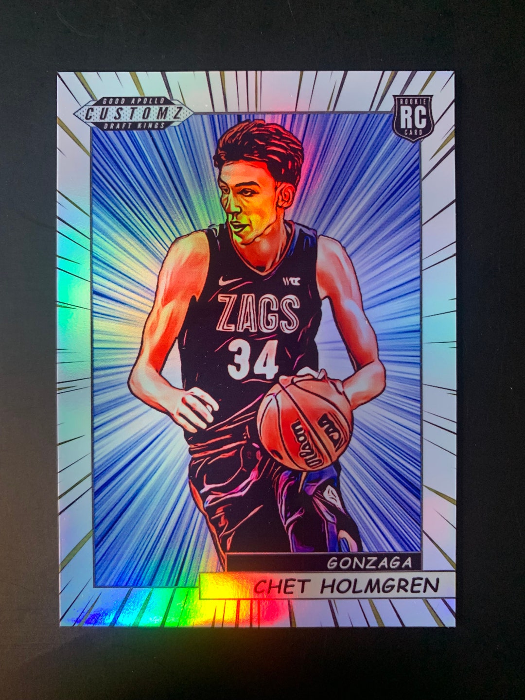 2023 Chet Holmgren Draft Kings Novelty Trading Card Refractor Rookie Oklahoma City Thunder