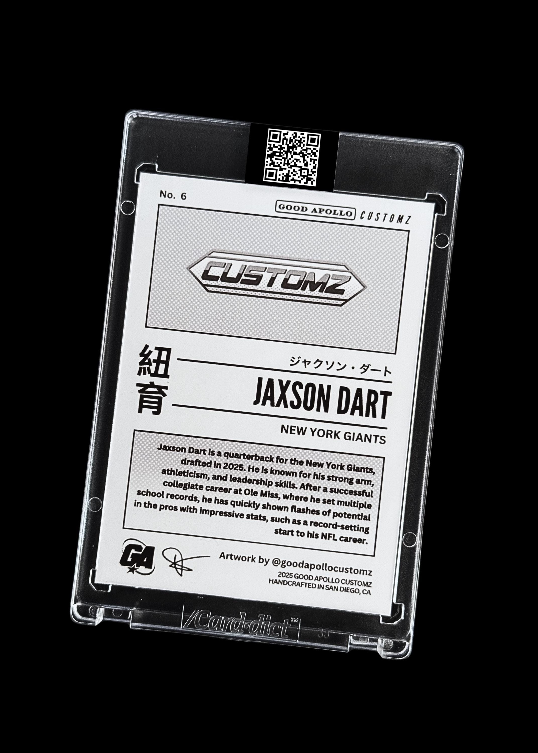 Jaxson Dart Collectible Art Trading Card - Manga Style | New York