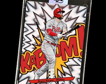 Tarjeta coleccionable personalizada de Bryce Harper - Estilo KaBooM / Phillies