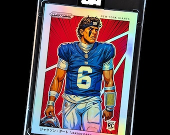 Tarjeta coleccionable de Jaxson Dart - Estilo manga / Novato de los New York Giants