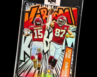 Patrick Mahomes/Travis Kelce Collectible Art Trading Card - KaBooM Style | Kansas City Chiefs