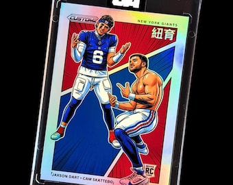 Tarjeta coleccionable de Jaxson Dart/Cam Skattebo - Estilo manga / Novatos de los New York Giants