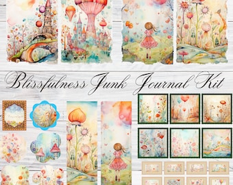 Blissfulness Junk Journal Kit Vintage Ephemera Junkjournal Kits Junkjournaling Junkjournals Idea Journall Download Printable Digital