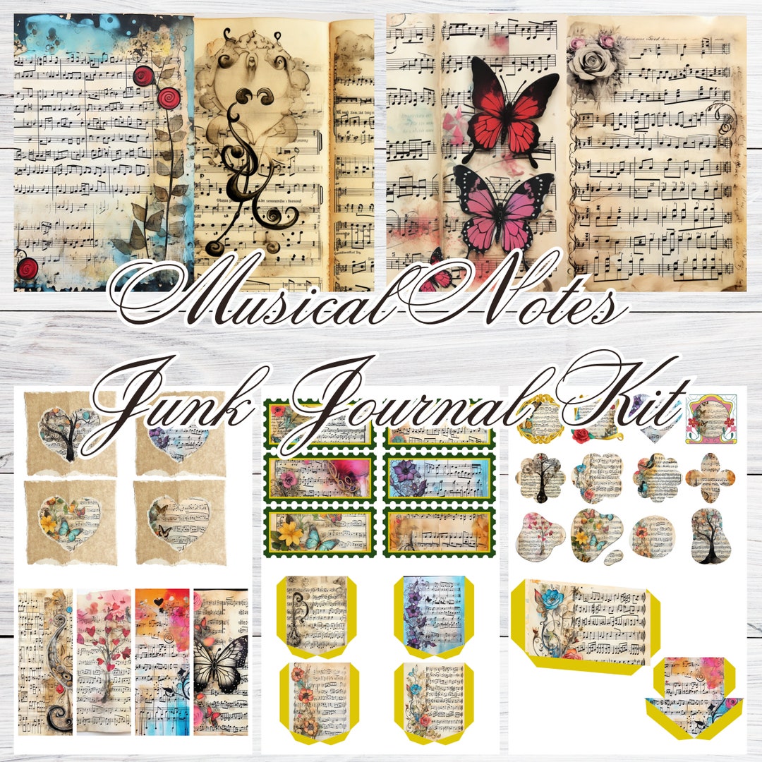 人気定番の Musical Kit Journal Junk Notes Junkjournal Ephemera Vintage 文房具・ステーショナリー
