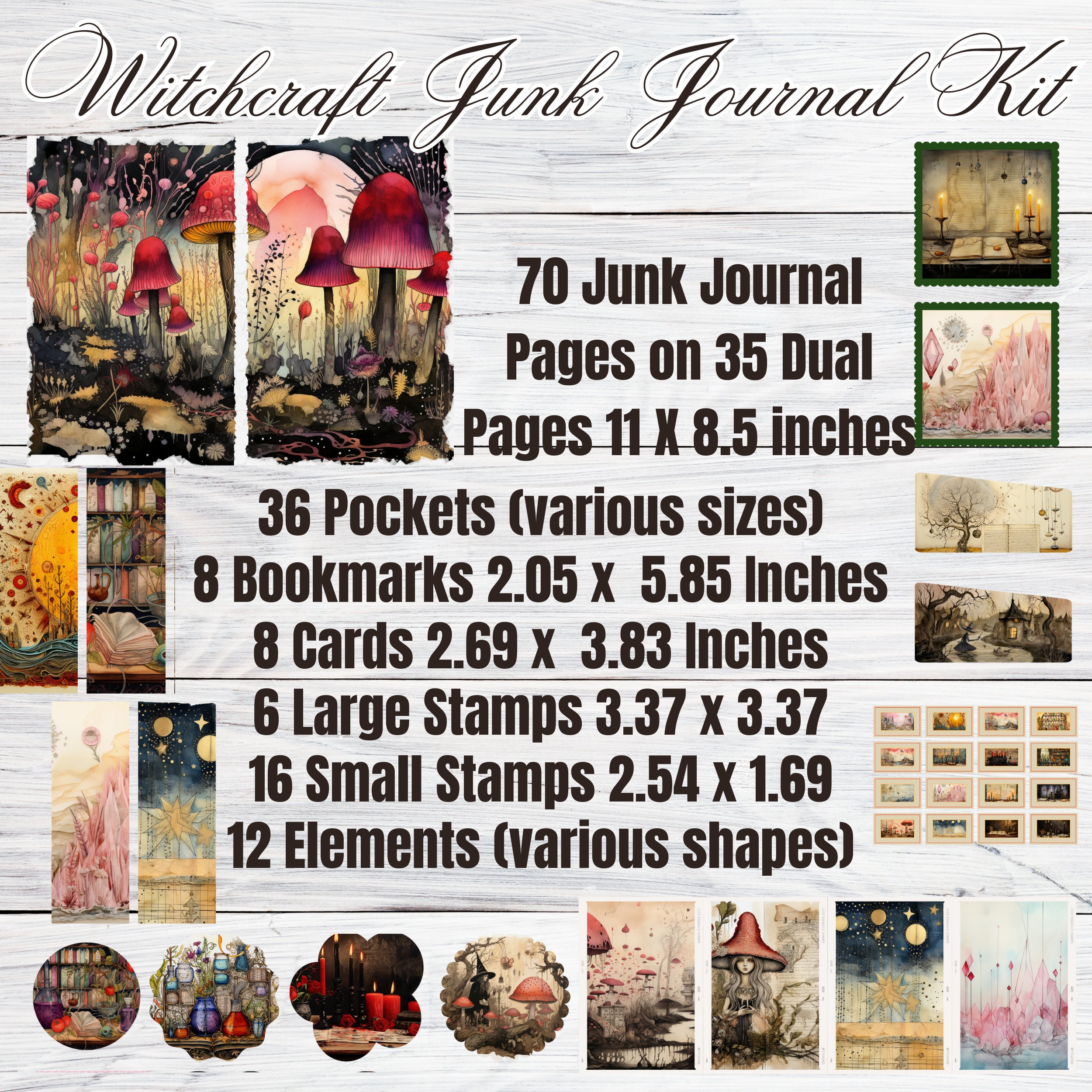 Witchcraft Junk Journal Antique Scrapbook Kit Vintage Junkjournal ...