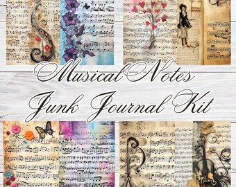 Junk Journal Kit Musical Notes Vintage Ephemera Junkjournal