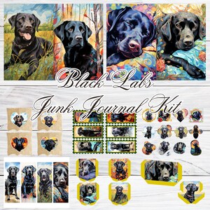 Zestaw Junk Journal Black Lab Cele refleksji Notatka wdzięczności Twórcze pisanie Uważność Podróże Dziennik snów Zdrowie Fitness Dziennik pomysłów Pamięć Em
