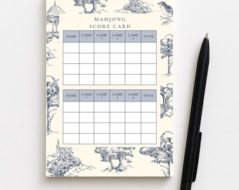 Elegant Mahjong Score Pads for Game Nights, Scorecards for Family Gatherings, Special Occasions, Party Favors, Gift Ideas