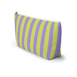 Mahjong Tile Bags | Yellow Lavender Stripes Accessory Pouch | Funky Colorful Pastel Lime Green | Gifts for Her | Cute Mah Jong Tiles Bag image 4
