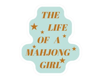 Life of a Mahjong Girl Stickers, Tumbler Sticker, Mahj Gifts for Her, Laptop Decals, Party Favors, Teal and Orange Stars, Accesories