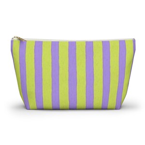 Mahjong Tile Bags | Yellow Lavender Stripes Accessory Pouch | Funky Colorful Pastel Lime Green | Gifts for Her | Cute Mah Jong Tiles Bag image 2