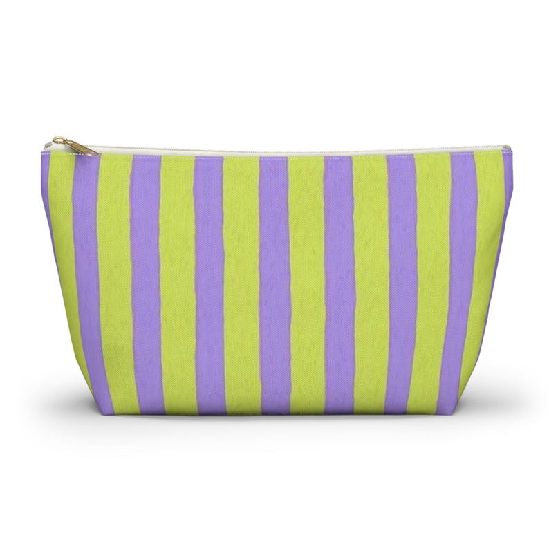 Mahjong Tile Bags | Yellow Lavender Stripes Accessory Pouch | Funky Colorful Pastel Lime Green | Gifts for Her | Cute Mah Jong Tiles Bag image 2