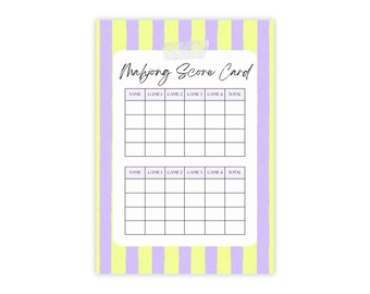 Mahjong Score Card Post-it Note Pad | Striped Purple Yellow Scorekeeper