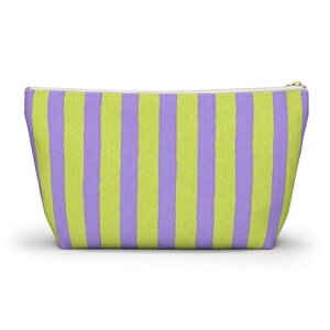 Mahjong Tile Bags | Yellow Lavender Stripes Accessory Pouch | Funky Colorful Pastel Lime Green | Gifts for Her | Cute Mah Jong Tiles Bag image 3