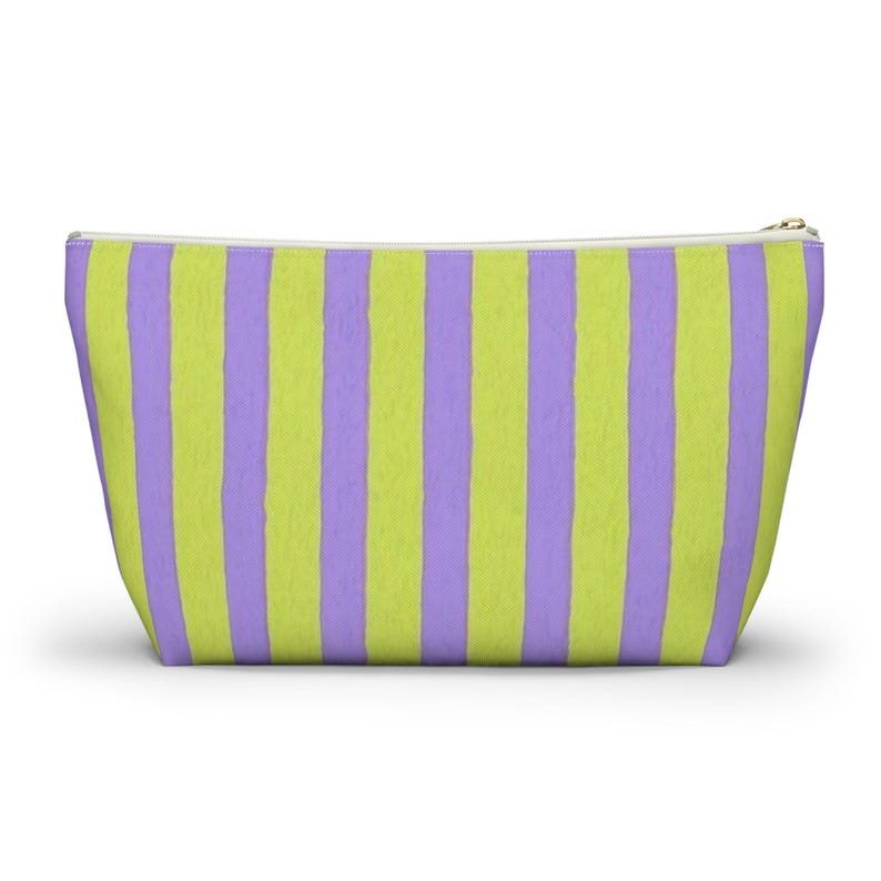 Mahjong Tile Bags | Yellow Lavender Stripes Accessory Pouch | Funky Colorful Pastel Lime Green | Gifts for Her | Cute Mah Jong Tiles Bag image 3