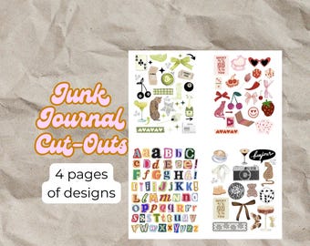 Junk Journal Printable Stickers, Trendy Ephemora for Scrapbooking, Cut Out Digital File, Ransom Letters, Crafty Girl Gifts, PDF Pack