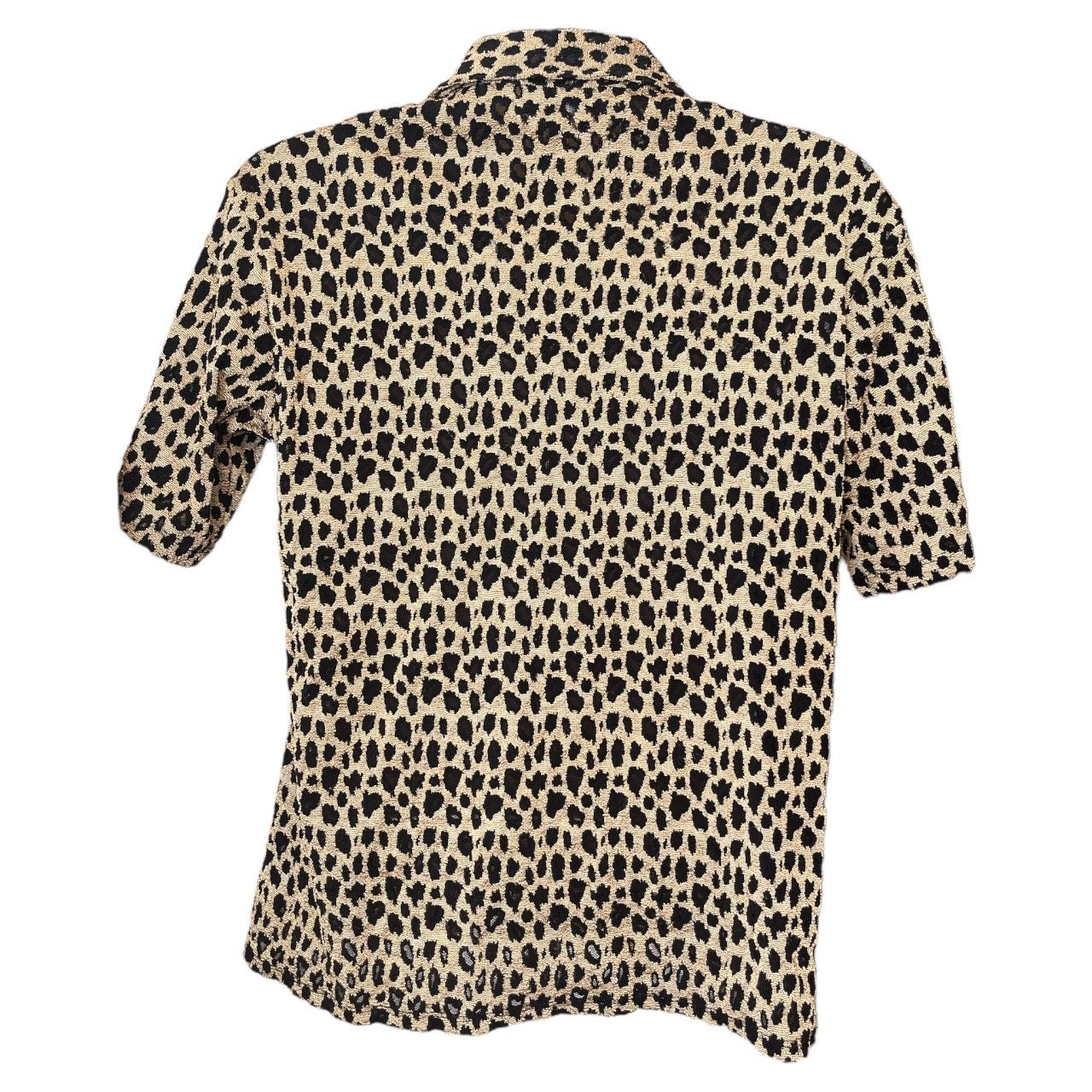1990s Leopard Cheetah Print Sheer Mesh Button Down Vintage 1990s Leopard Cheetah Print Sheer Mesh Button Down Vintage