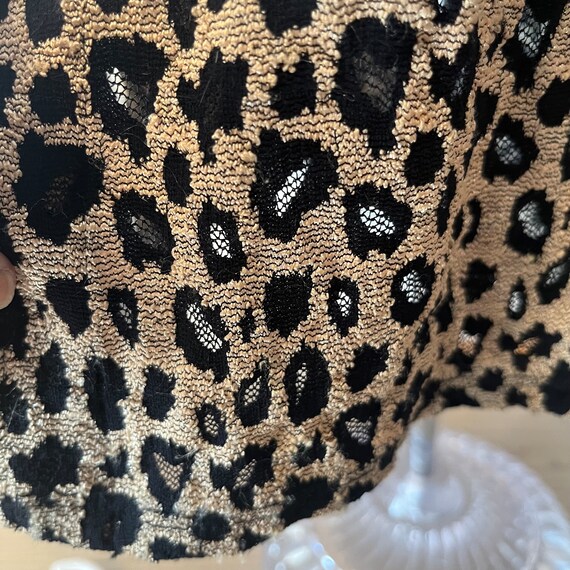 1990s Leopard Cheetah Print Sheer Mesh Button Dow… - image 5