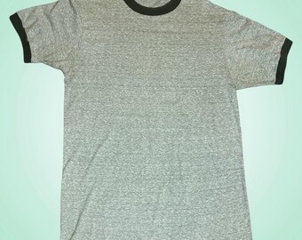 1960s 70s Green Ringer T Shirt Towncraft Vintage 1970s 60s
