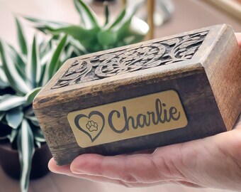 Carved Mango Wood Keepsake Box: Tiny Cremation Urn