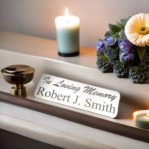 Custom Name Plate, Black on Silver, Personalized Laser Engraved 3x1 Stainless-Steel Plaque