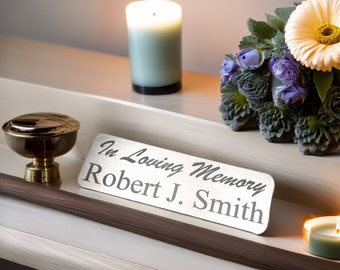 Custom Name Plate, Black on Silver, Personalized Laser Engraved 3x1 Stainless-Steel Plaque
