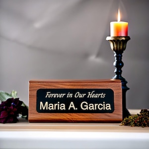 Laser Engraved, Gold on Black, Personalized 3x1 Stainless-Steel Plaque, Memorial Name Plate
