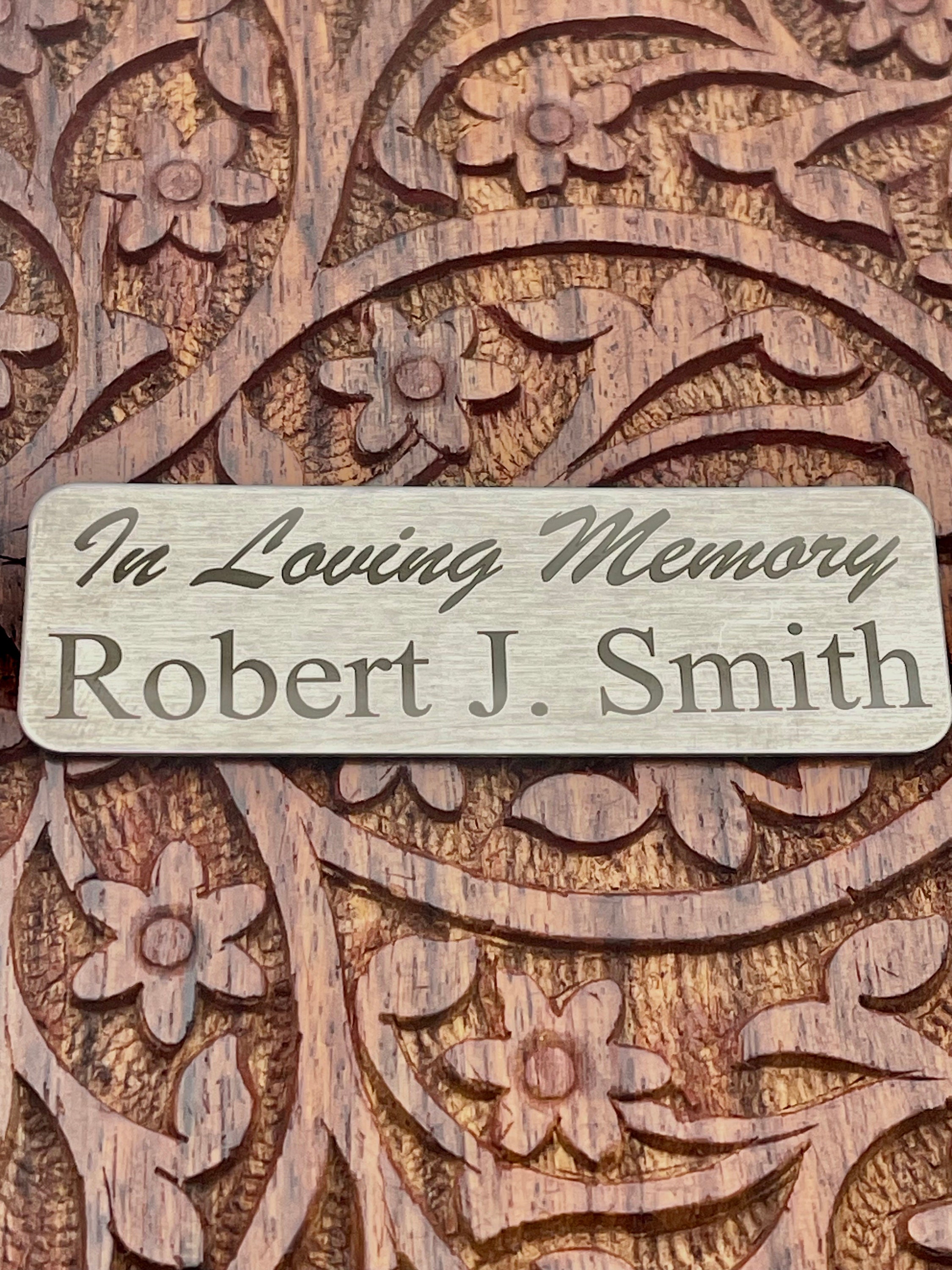 Custom Name Plate, Black on Silver, Personalized Laser Engraved 3x1 ...