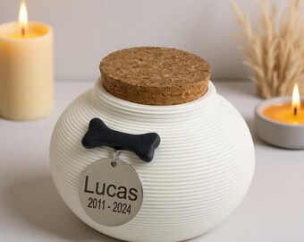 Minimalistisches Erinnerungsstück für Haustiere: Kleine Keramik-Hundeurne (bis zu 9 kg)