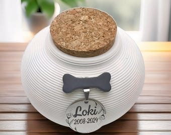 Minimalistische Hundeurne aus Keramik: Haustier-Memorial Andenken für Kleine Hunde