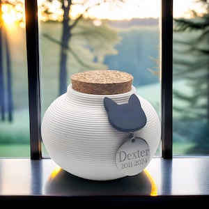 Personalized Cat Urn for Ashes - Custom Ceramic Pet Memorial Keepsake - Handmade Cat Cremation Urn - Sympathy Gift for Pet Loss - 20lbs