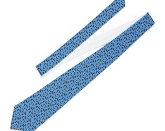 Dachshund Dog Necktie - Light Blue - Dapper Weiner Dog Puppy Cute Fun Tie Dress