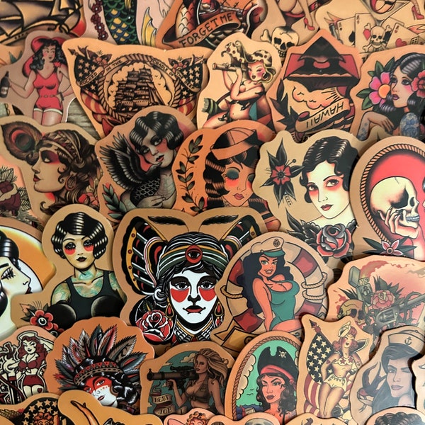 American Traditional Tattoo Style Vinyl Stickers