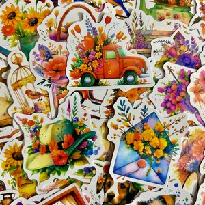 Autocollants floraux en vinyle aquarelle